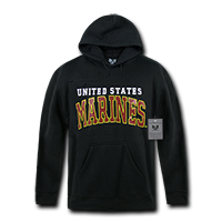 Military Pullover Hoodies - Marines, Black - Small