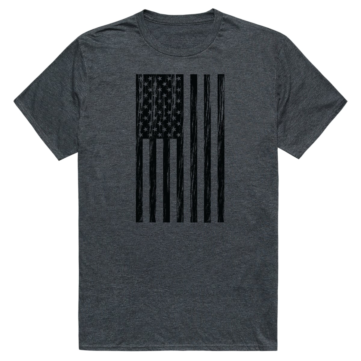 AM3-224-HCH-01 America Basic Flag Vertical Short Sleeve T-Shirt, Heather Charcoal - Small