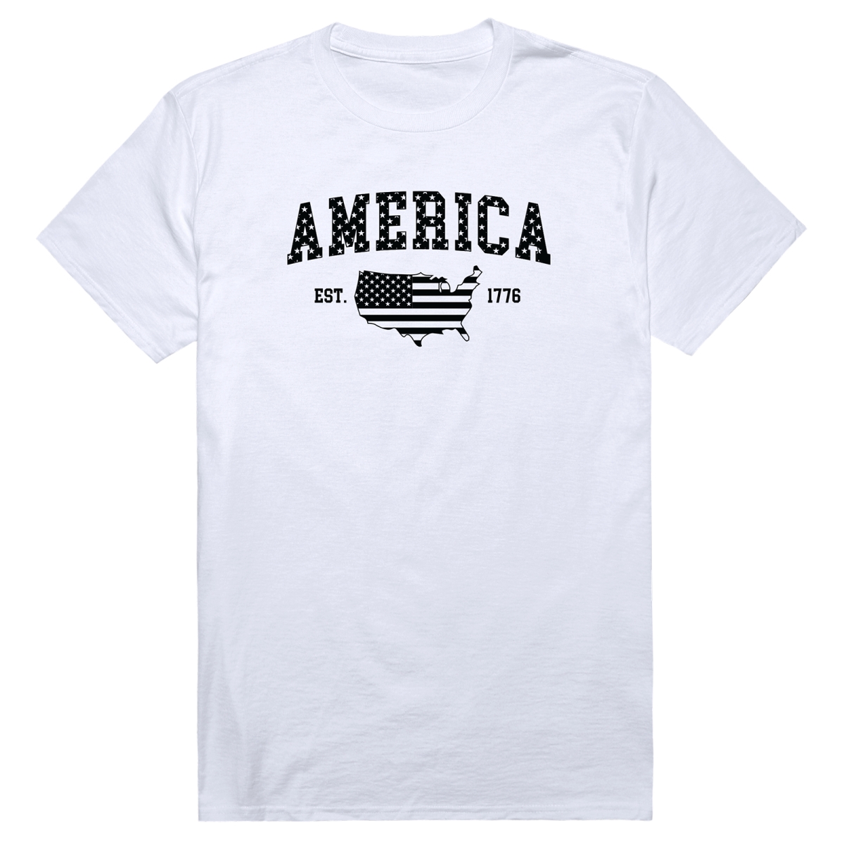AM3-226-WHT-01 Basic America 1776 Short Sleeve T-Shirt, White - Small