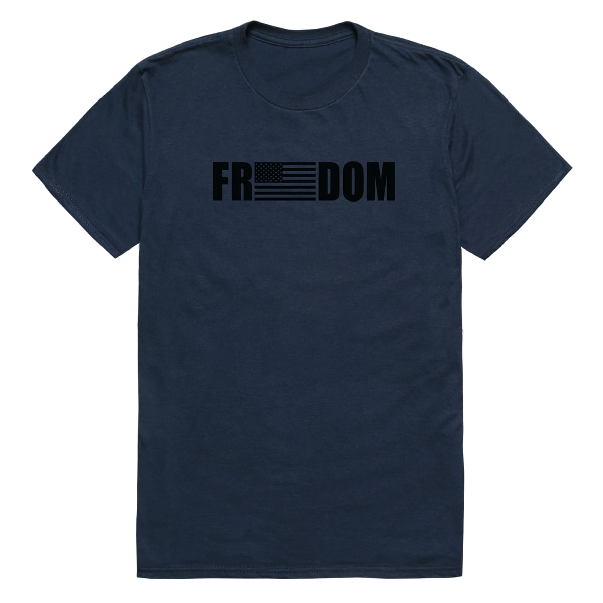 AM3-233-NVY-03 America Basic Freedom Flag Short Sleeve T-Shirt, Navy - Large