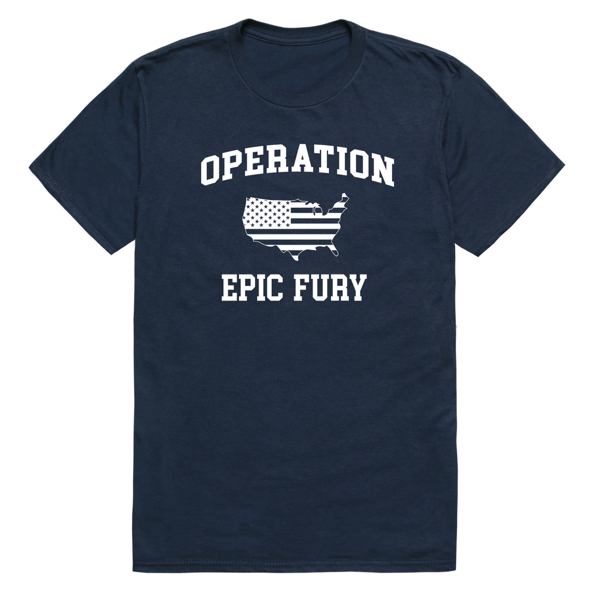 AM0-262-NVY-02 Operation War Epic Fury Map Short Sleeve T-Shirt, Navy - Medium