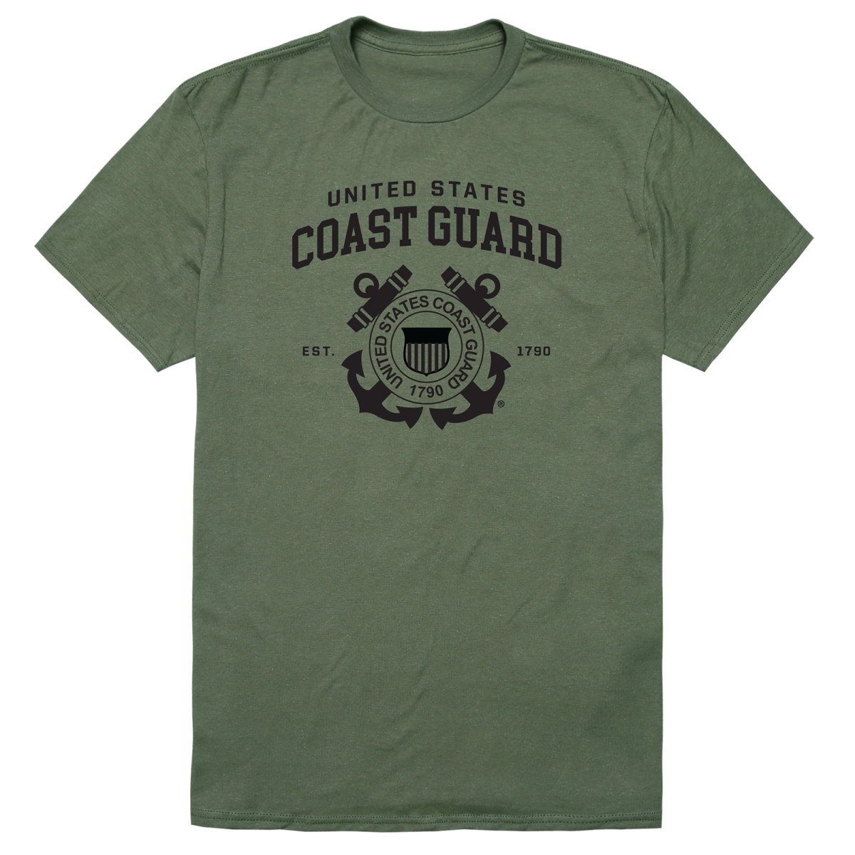 AM5-CG2-OLV-03 Basic Military USCG 2 Short Sleeve T-Shirt, Olive - Large