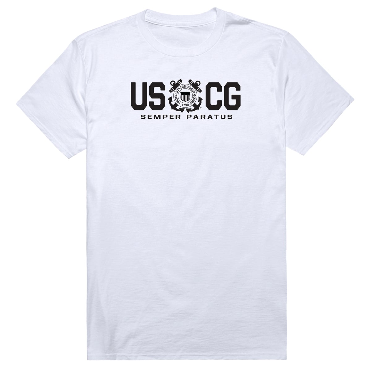 AM5-CG8-WHT-03 Basic Military USCG 8 Short Sleeve T-Shirt, White - Large