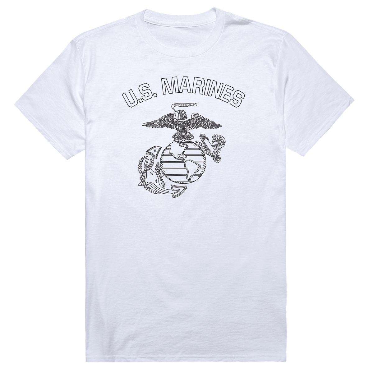 AM5-MC3-WHT-01 Basic Military US Marines 3 Short Sleeve T-Shirt, White - Small