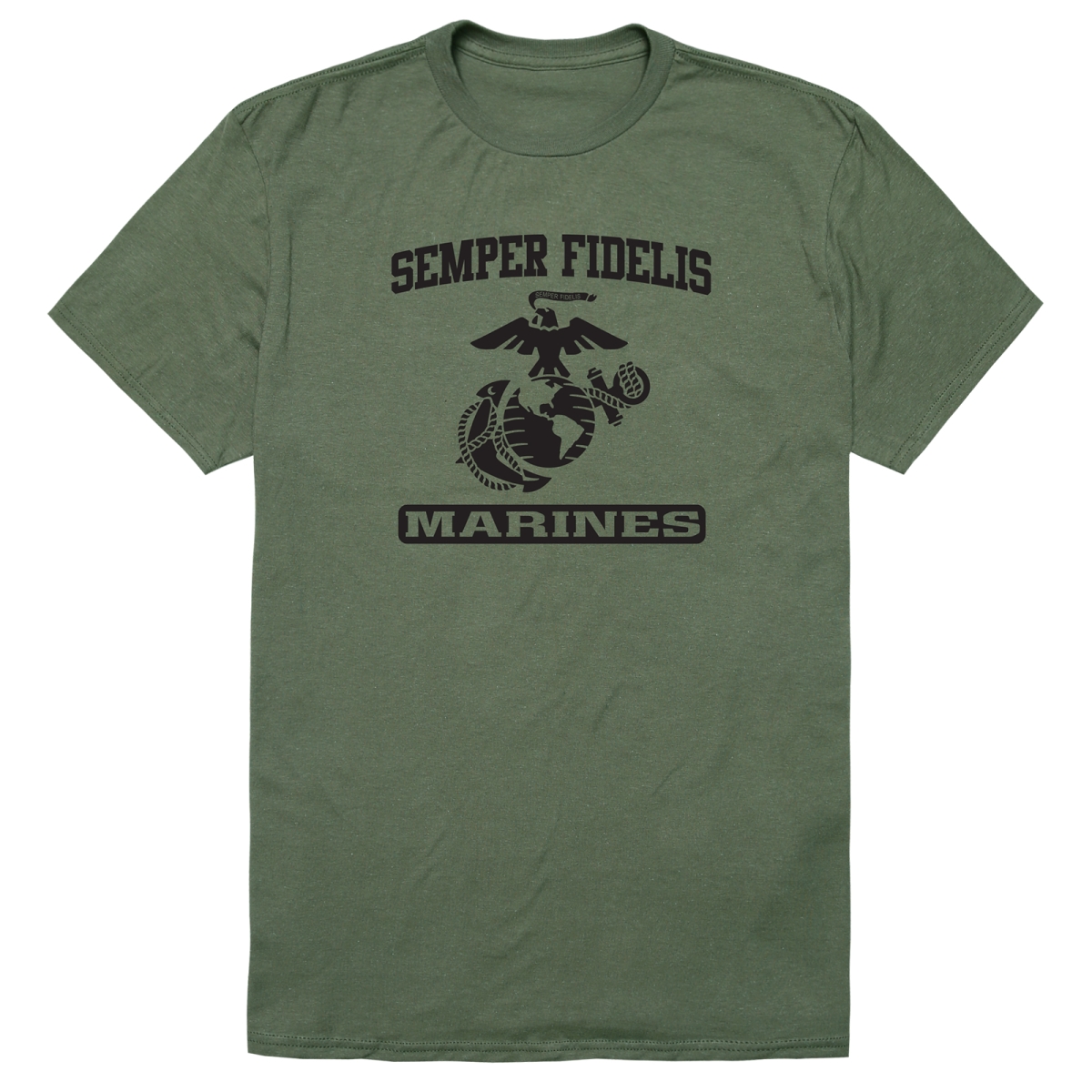 AM5-MC9-OLV-01 Basic Military US Marines 9 Short Sleeve T-Shirt, Olive - Small