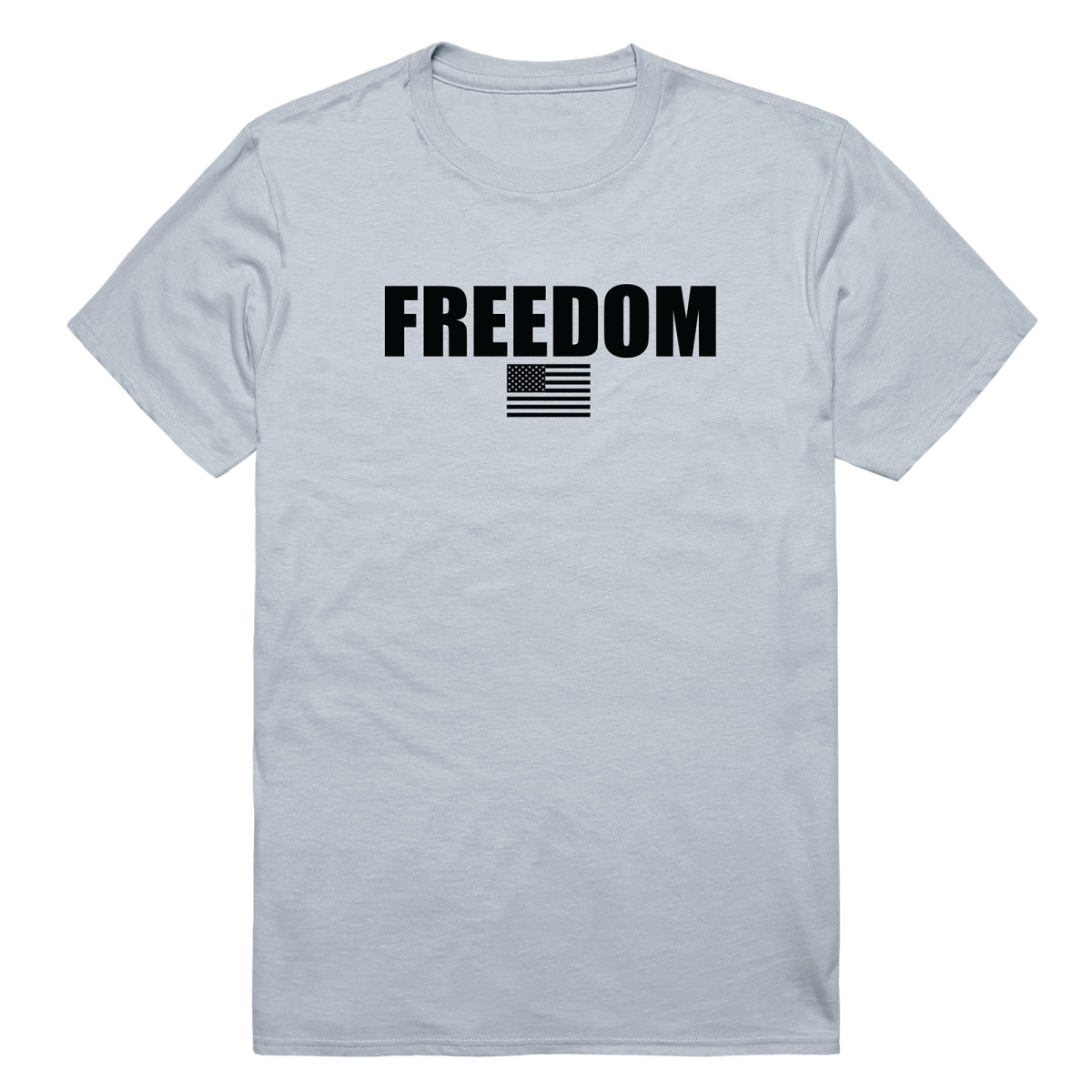 AM3-235-SIL-02 America Basic Freedom US Flag Short Sleeve T-Shirt, Silver - Medium
