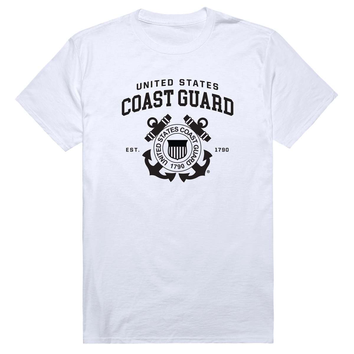 AM5-CG2-WHT-02 Basic Military USCG 2 Short Sleeve T-Shirt, White - Medium