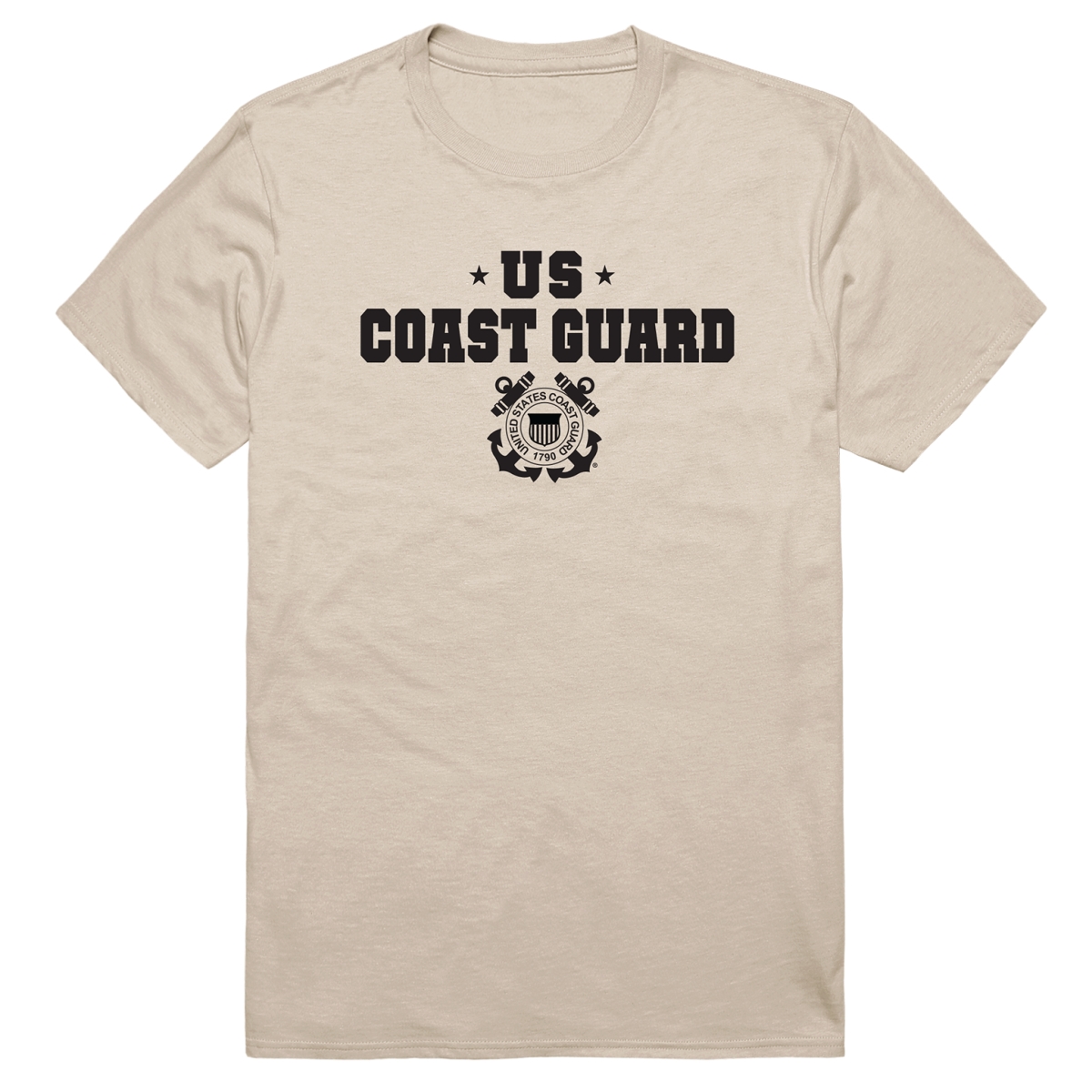 AM5-CG7-SND-02 Basic Military USCG 7 Short Sleeve T-Shirt, Sand - Medium