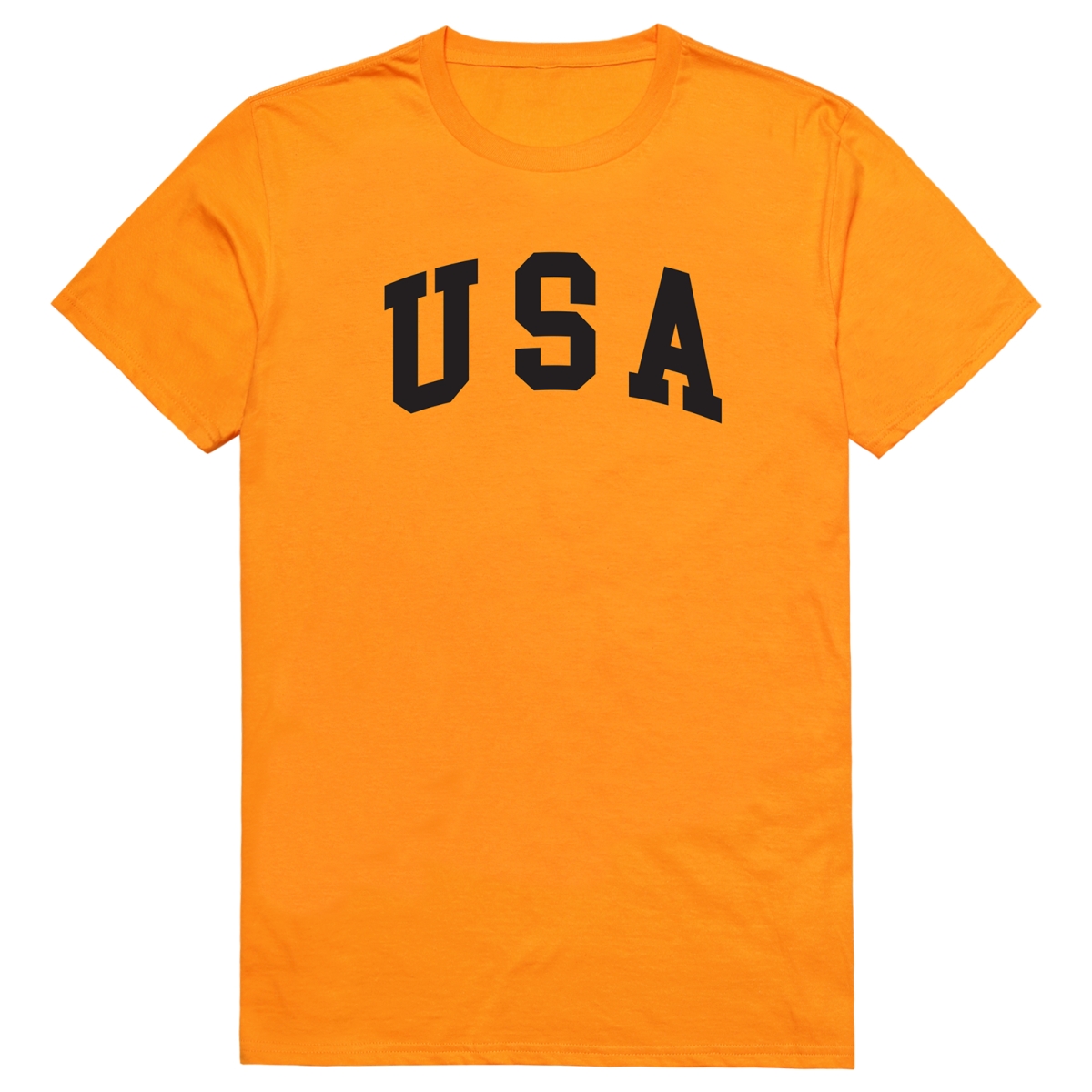 AM3-217-GLD-01 America Basic USA Text Short Sleeve T-Shirt, Gold - Small