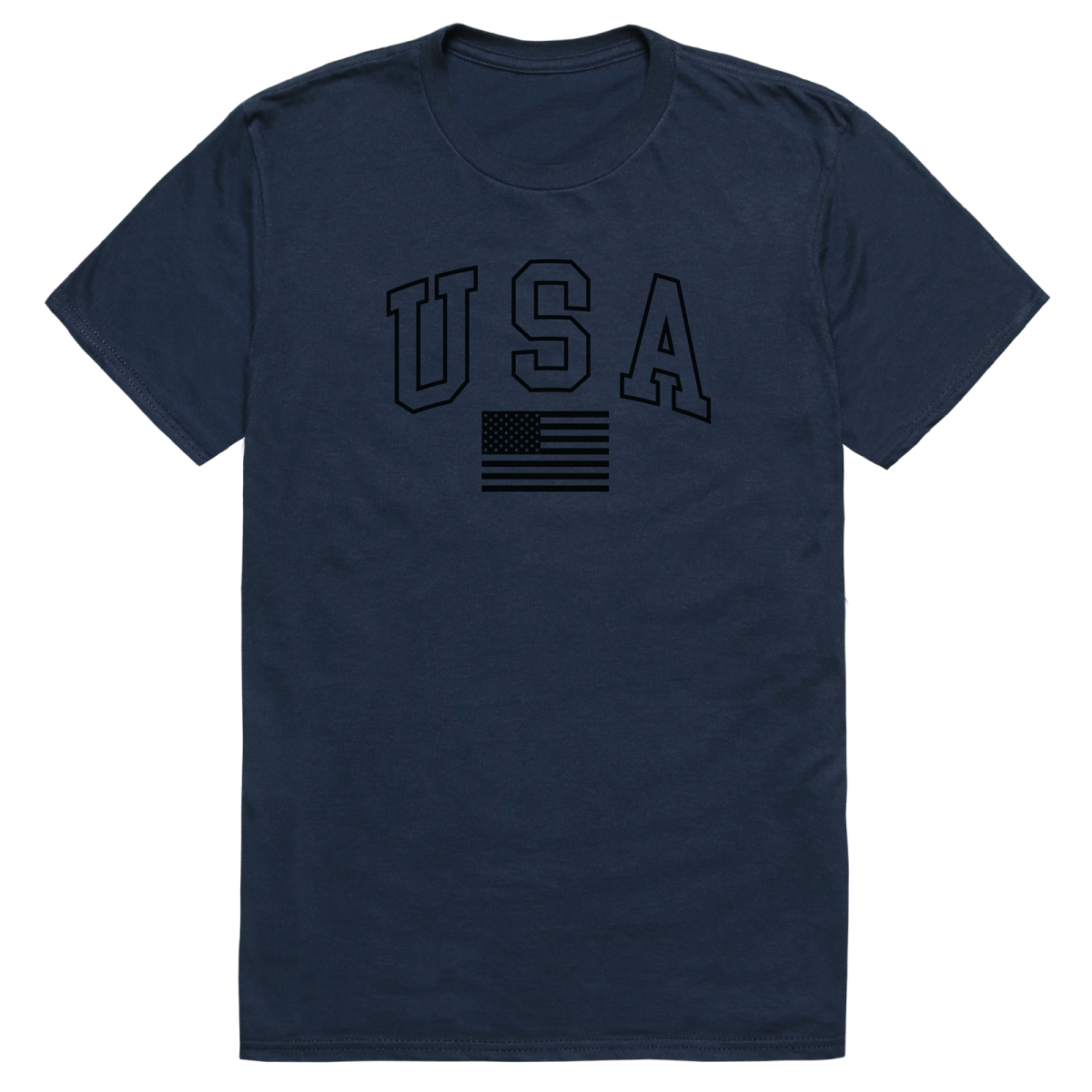 AM3-218-NVY-01 America Basic USA with Flag Short Sleeve T-Shirt, Navy - Small