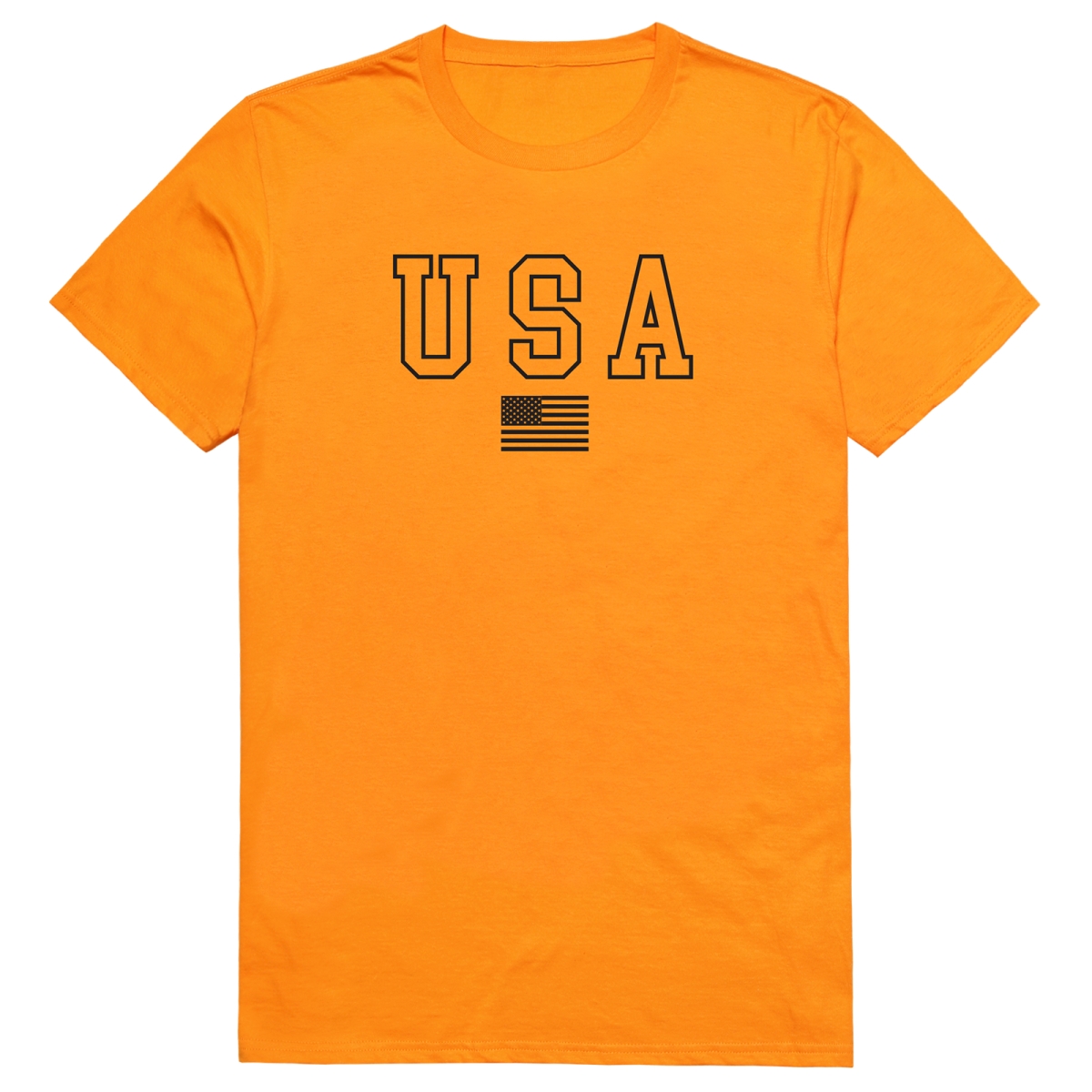 AM3-222-GLD-04 America Basic USA & Flag Short Sleeve T-Shirt, Gold - Extra Large