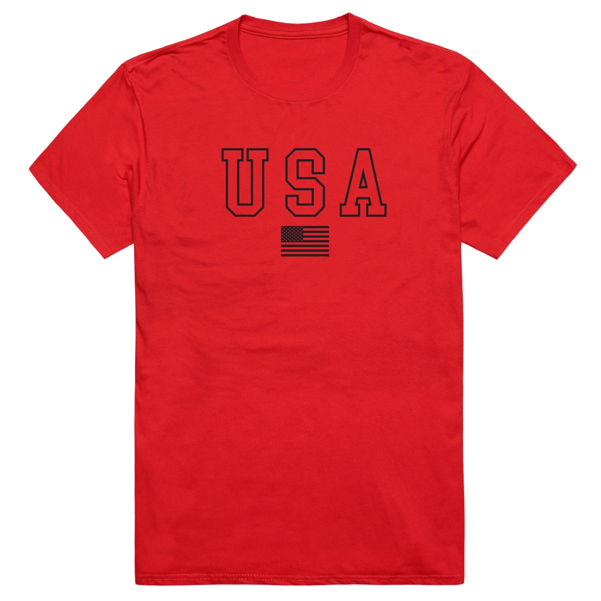 AM3-222-RED-02 America Basic USA & Flag Short Sleeve T-Shirt, Red - Medium