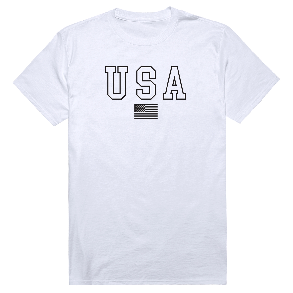 AM3-222-WHT-01 America Basic USA & Flag Short Sleeve T-Shirt, White - Small