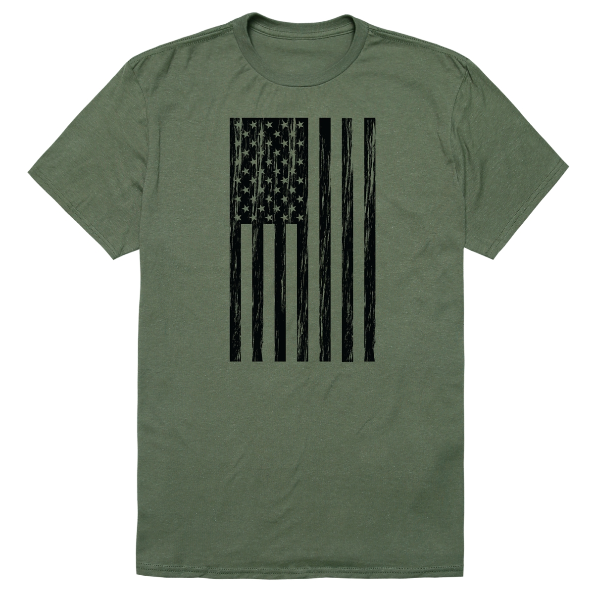 AM3-224-OLV-02 America Basic Flag Vertical Short Sleeve T-Shirt, Olive - Medium