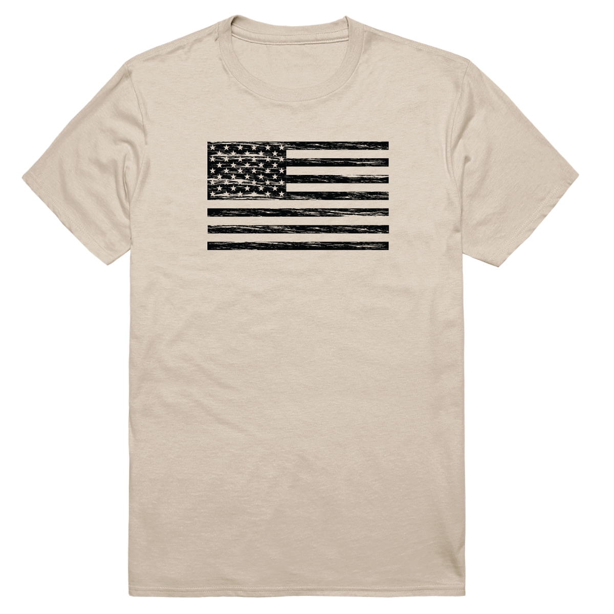 AM3-225-SND-02 America Basic Flag Horizontal Short Sleeve T-Shirt, Sand - Medium