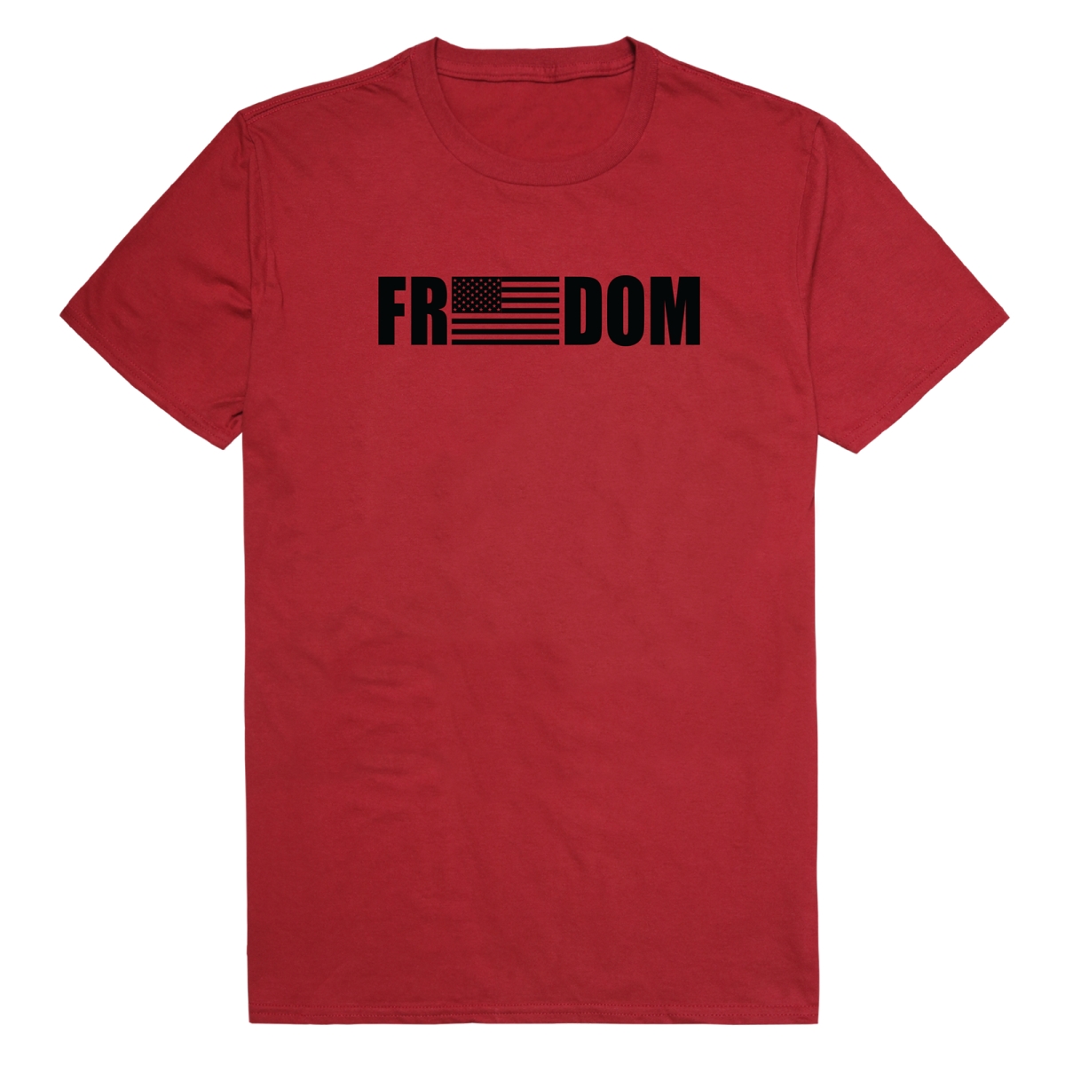 AM3-233-CAR-02 America Basic Freedom Flag Short Sleeve T-Shirt, Cardinal - Medium