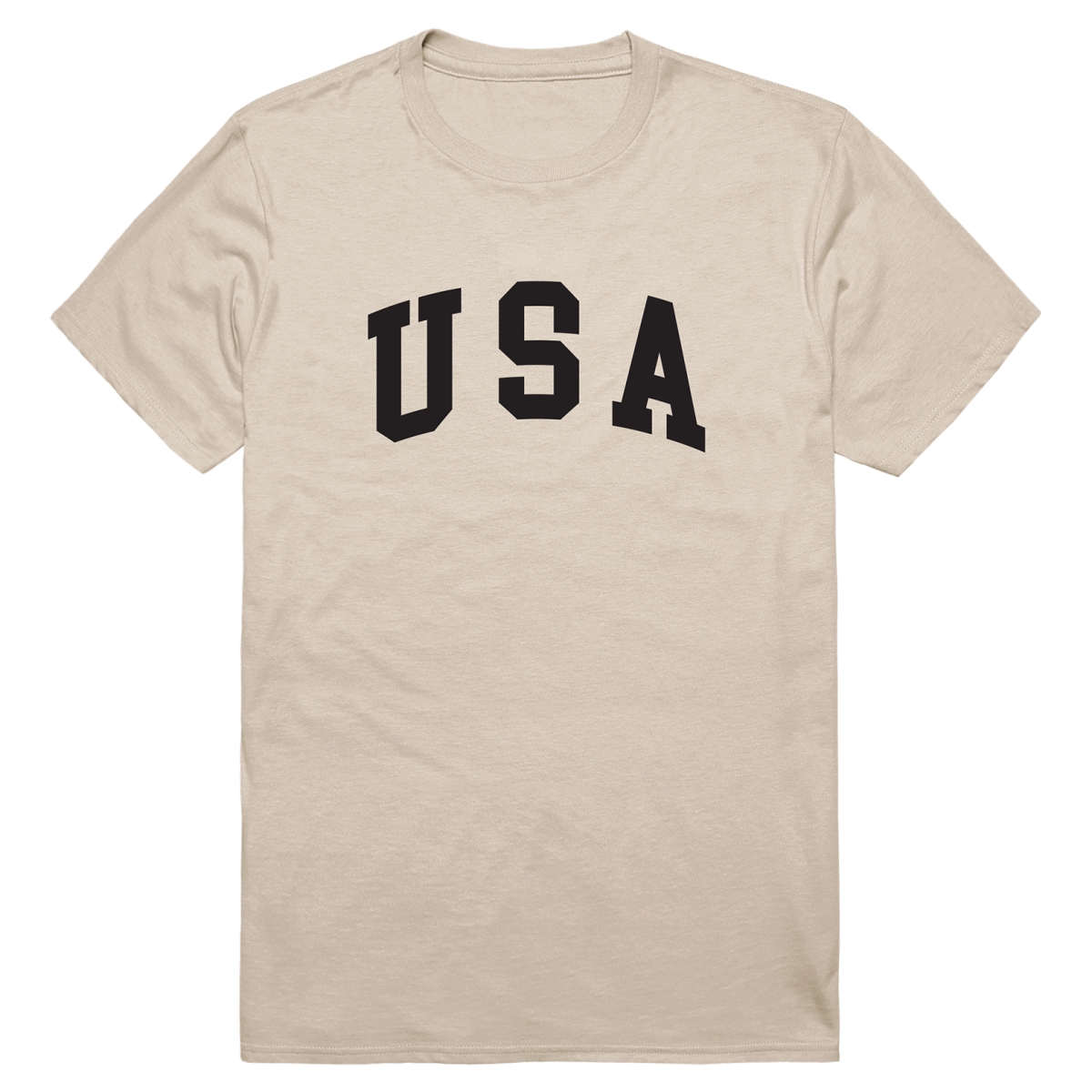 AM3-217-SND-01 America Basic USA Text Short Sleeve T-Shirt, Sand - Small