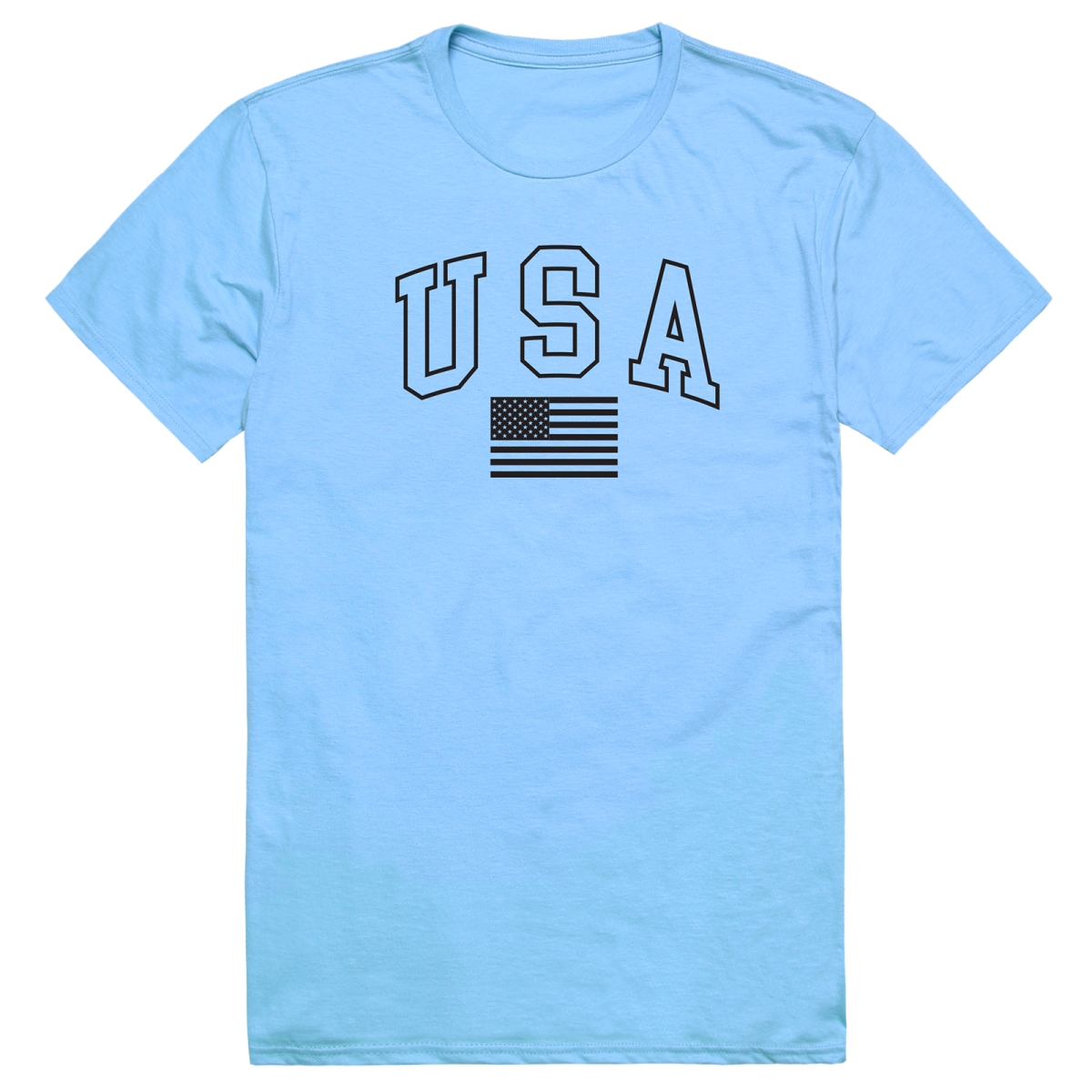 AM3-218-SKY-01 America Basic USA with Flag Short Sleeve T-Shirt, Sky Blue - Small