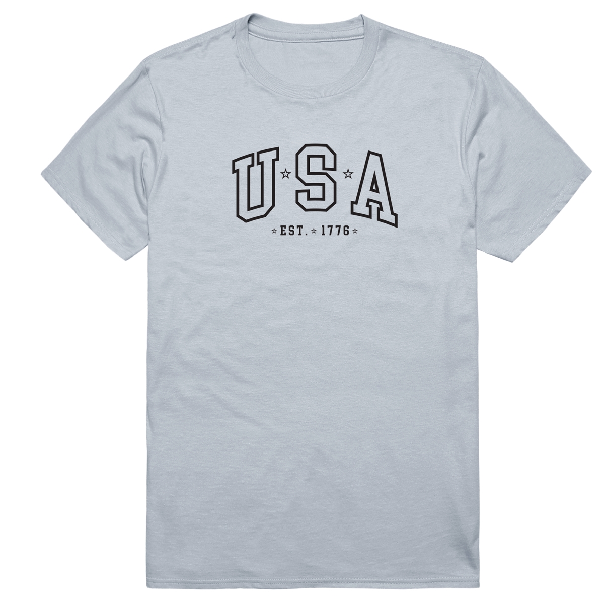 AM3-221-SIL-02 America Basic USA Est. 1776 Short Sleeve T-Shirt, Silver - Medium