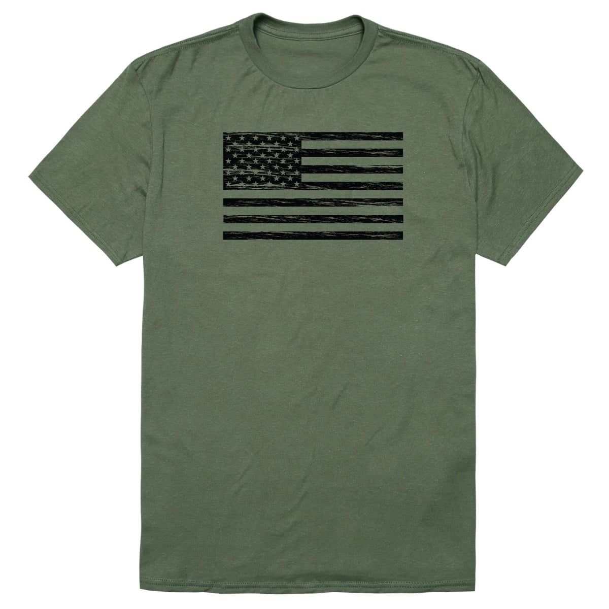 AM3-225-OLV-01 America Basic Flag Horizontal Short Sleeve T-Shirt, Olive - Small