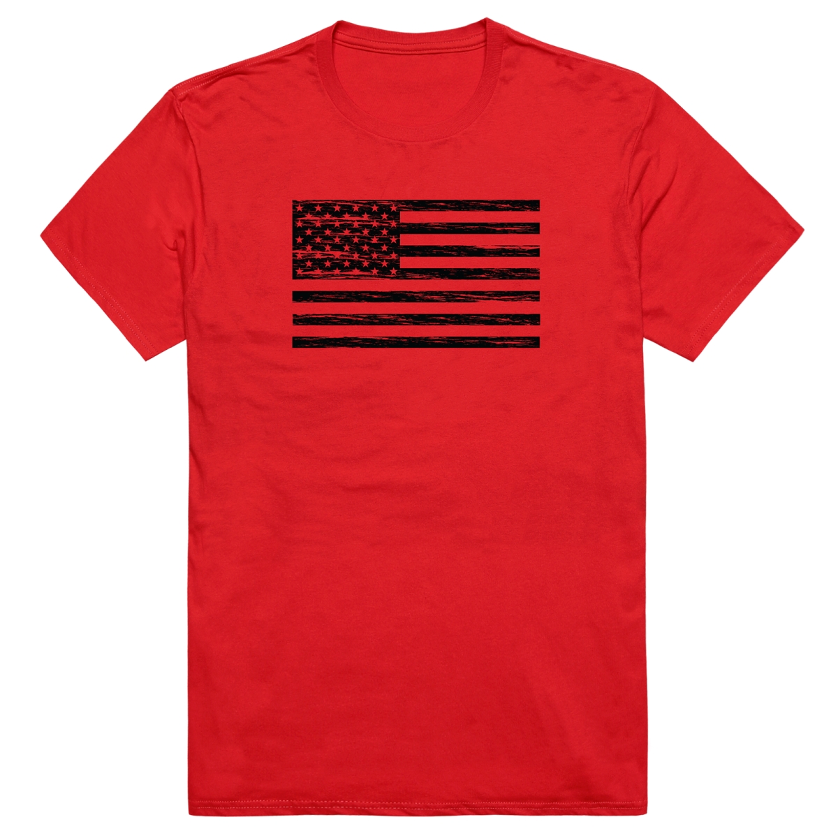 AM3-225-RED-01 America Basic Flag Horizontal Short Sleeve T-Shirt, Red - Small