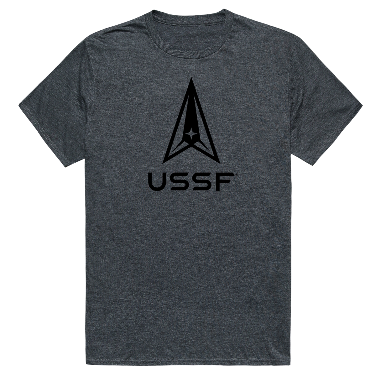 AM5-SF1-HCH-01 Basic Military US Space Force 1 Short Sleeve T-Shirt, Heather Charcoal - Small