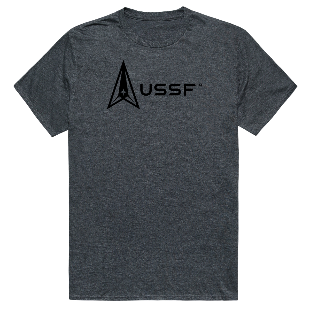 AM5-SF2-HCH-03 Basic Military US Space Force 2 Short Sleeve T-Shirt, Heather Charcoal - Large