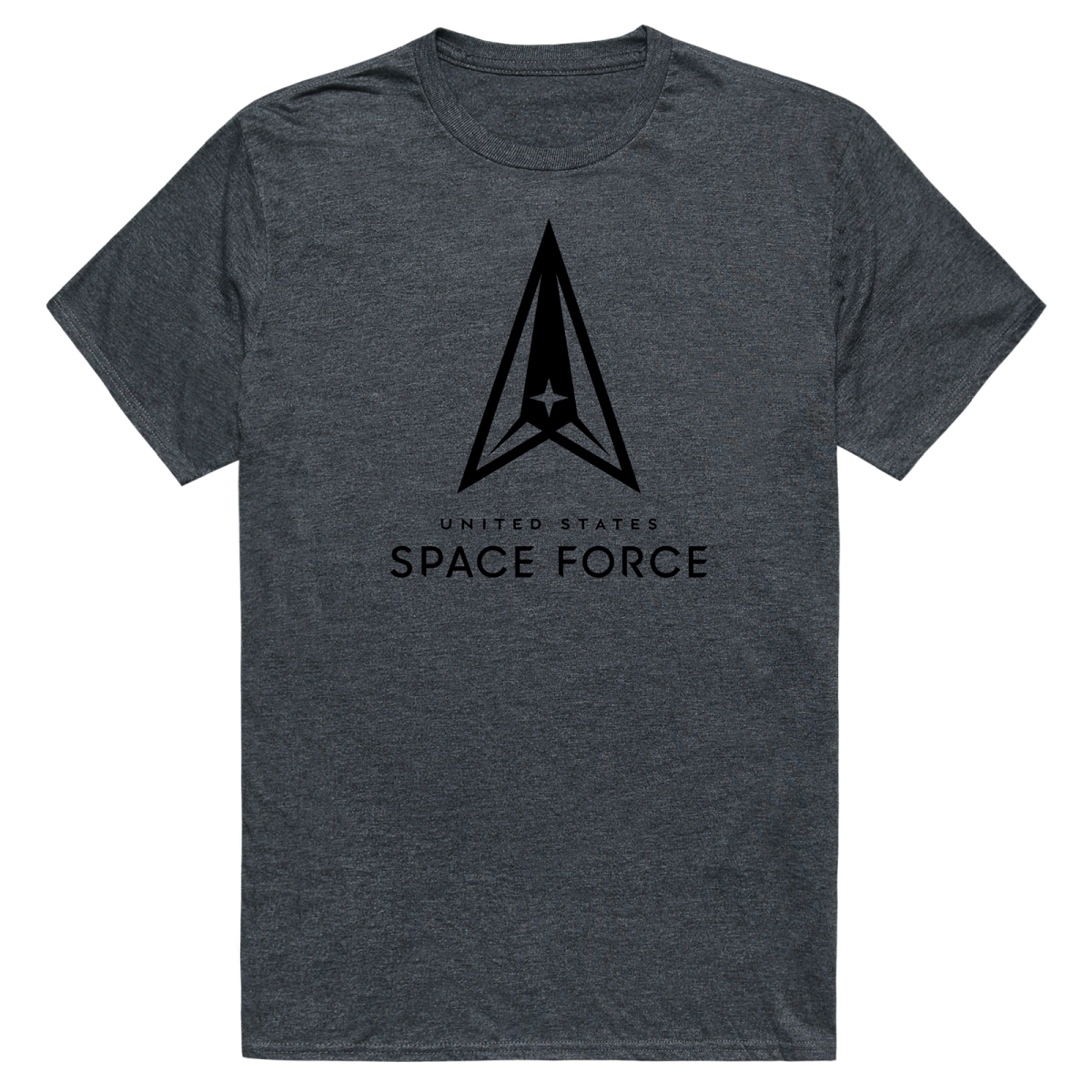 AM5-SF3-HCH-03 Basic Military US Space Force 3 Short Sleeve T-Shirt, Heather Charcoal - Large