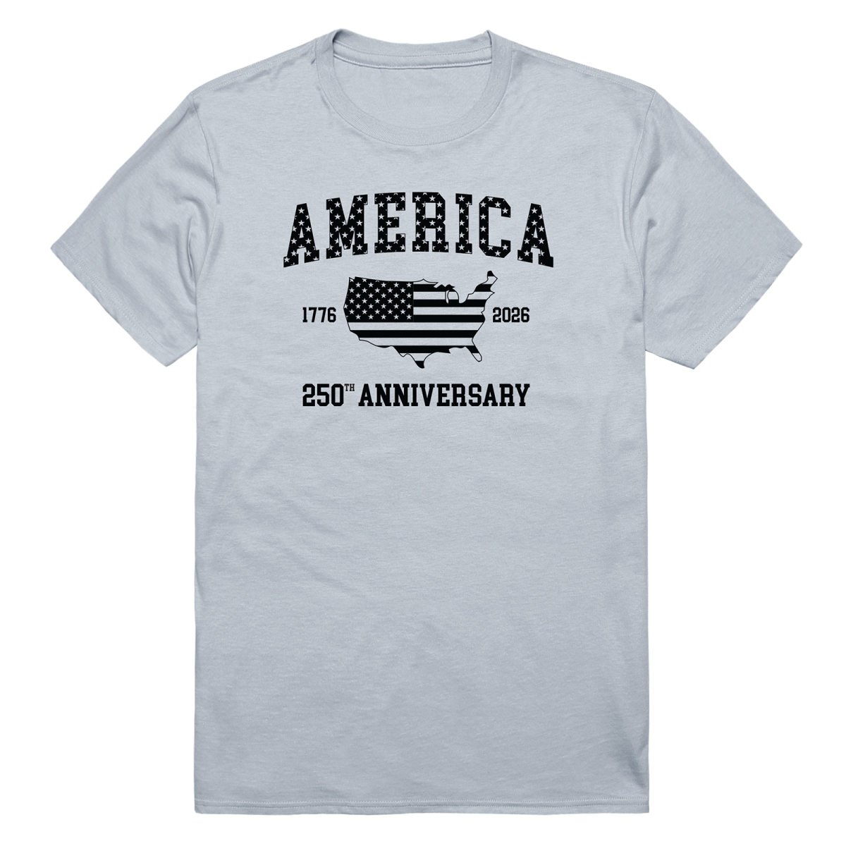 AN3-237-SIL-02 America 250th Anniversary Short Sleeve T-Shirt, Silver - Medium