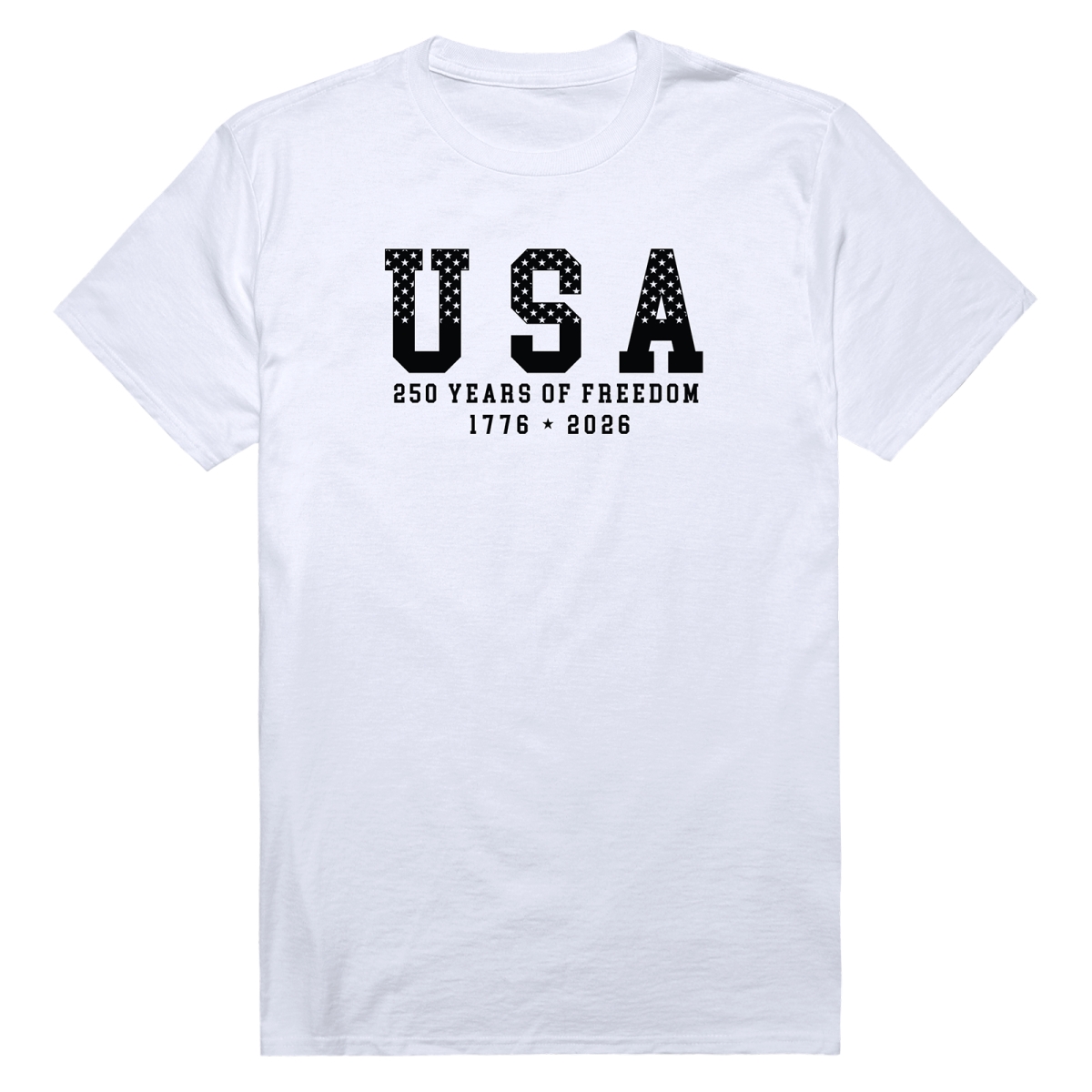 AN3-244-WHT-02 America USA 250th Anniversary Short Sleeve T-Shirt, White - Medium