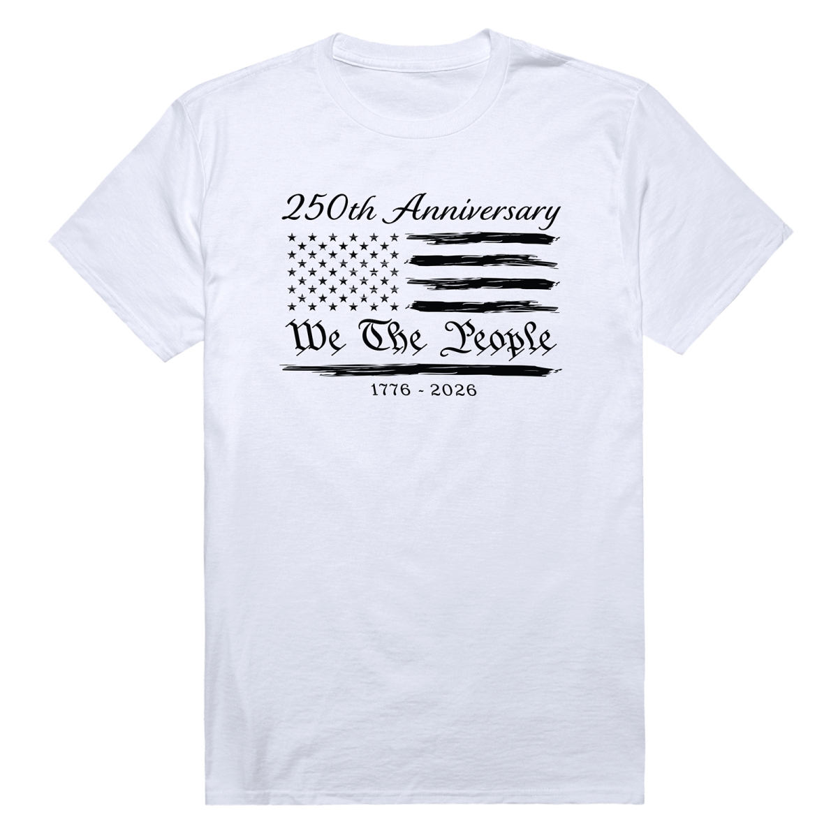 AN3-241-WHT-03 America 250th Anniversary Flag Short Sleeve T-Shirt, White - Large