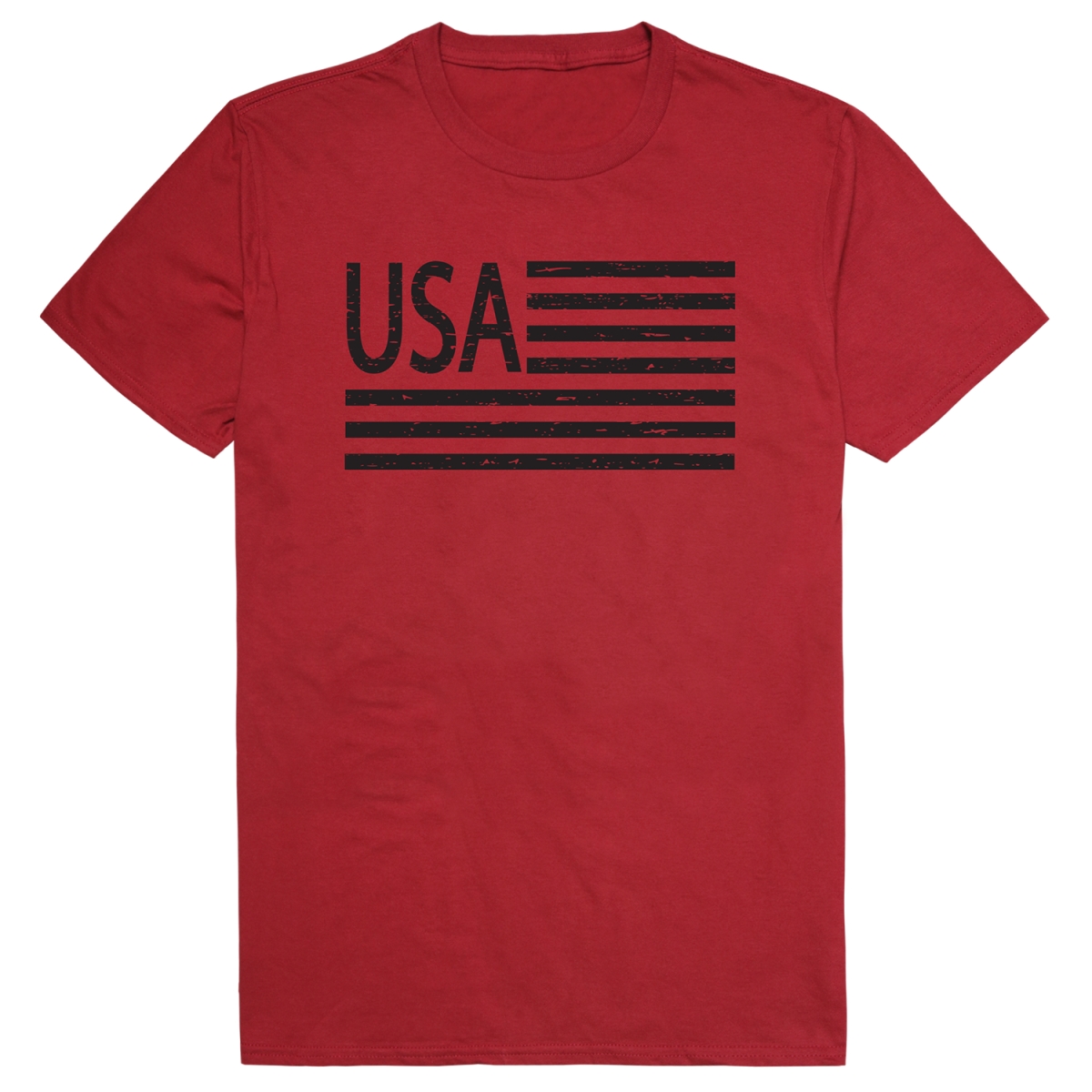 AM1-209-CAR-03 America Flag USA Short Sleeve T-Shirt, Cardinal - Large