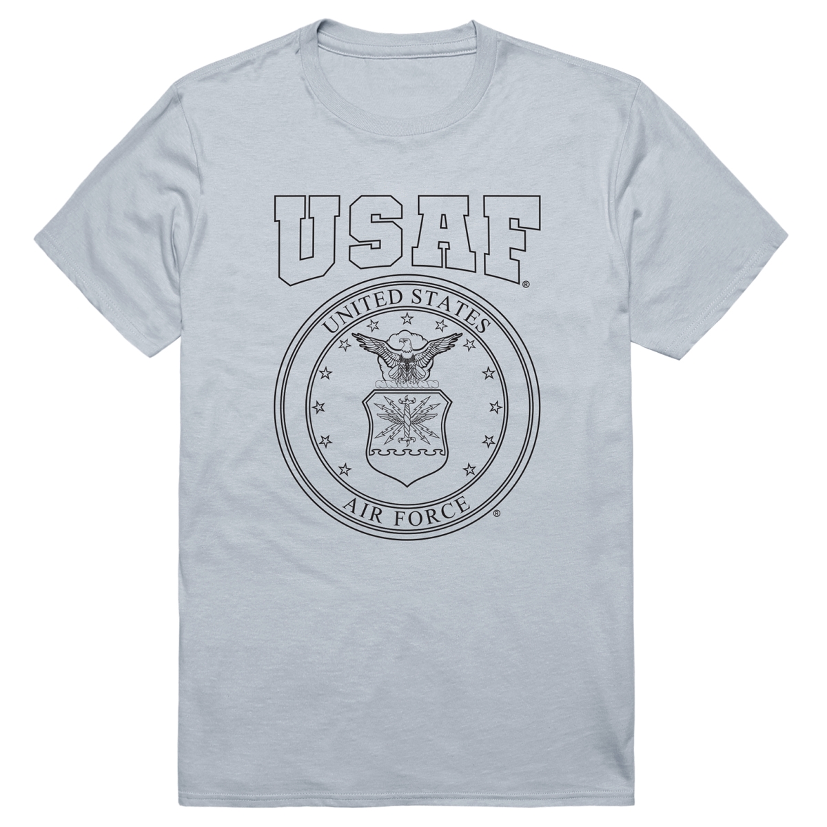 AM5-AF8-SIL-02 Basic Military US Air Force 8 Short Sleeve T-Shirt, Silver - Medium