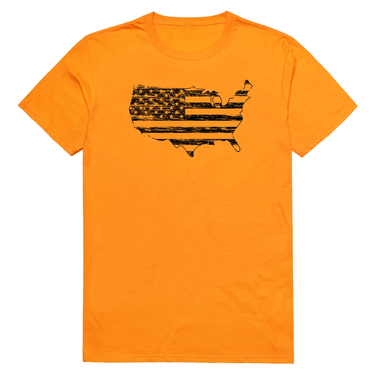 RS6-MAP-GLD-04 Distressed Flag Map Short Sleeve T-Shirt, Gold - Extra Large