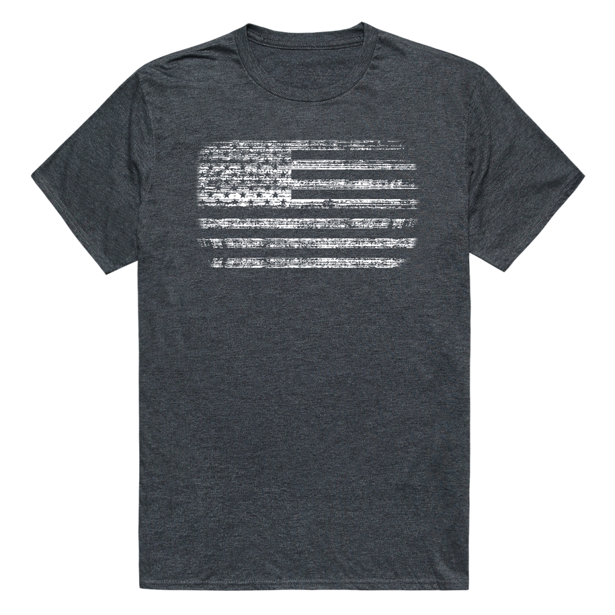 RS8-USA-HCH-04 American Flag Distressed Short Sleeve T-Shirt, Heather Charcoal - Extra Large
