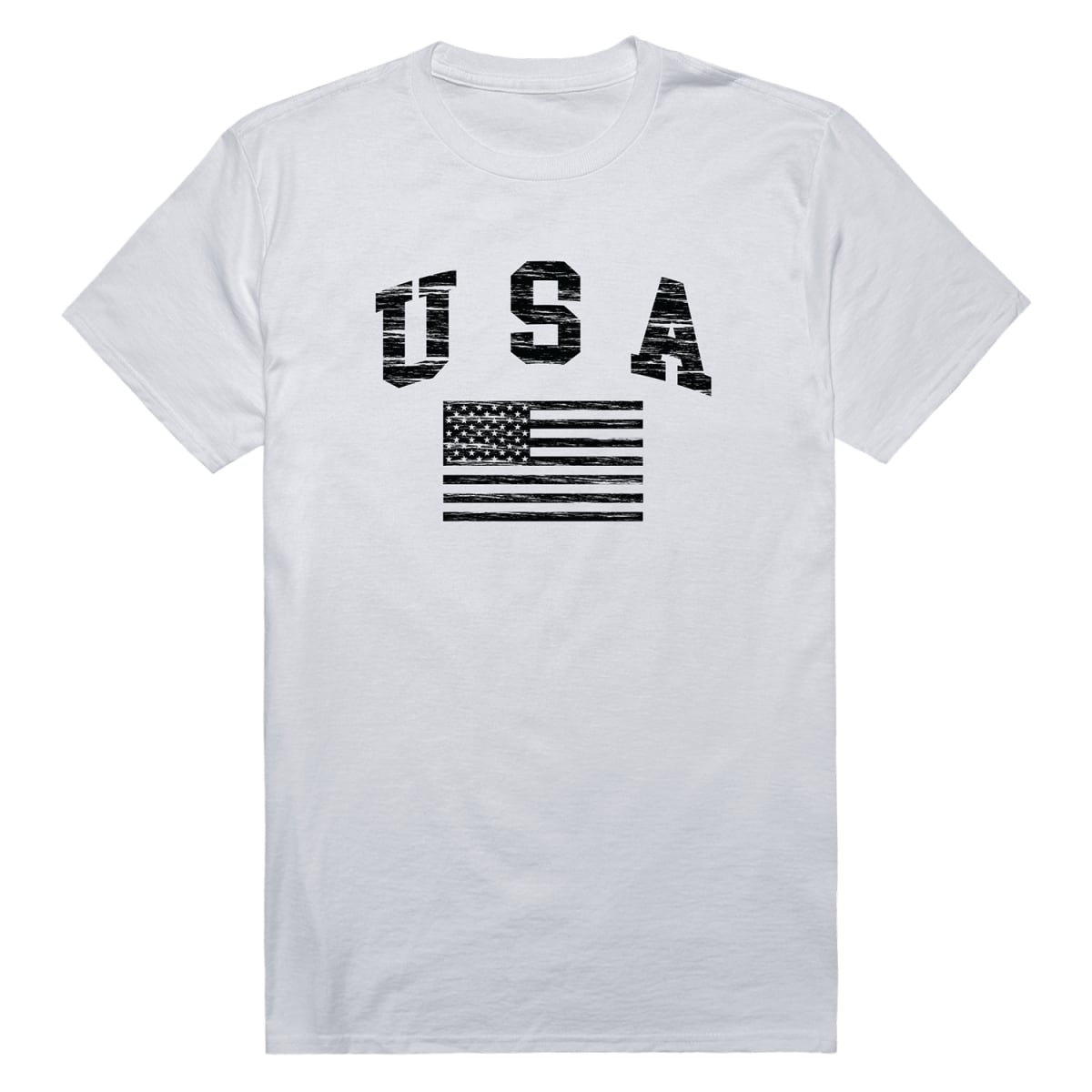 RS6-US2-WHT-04 Distressed USA 2 Flag Short Sleeve T-Shirt, White - Extra Large