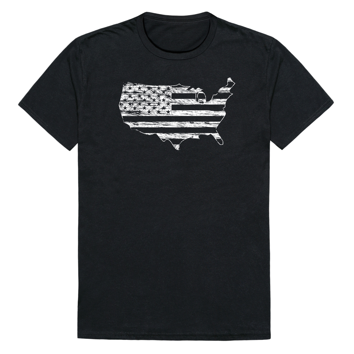 RS8-MAP-BLK-03 Distressed Map Short Sleeve T-Shirt, Black - Large