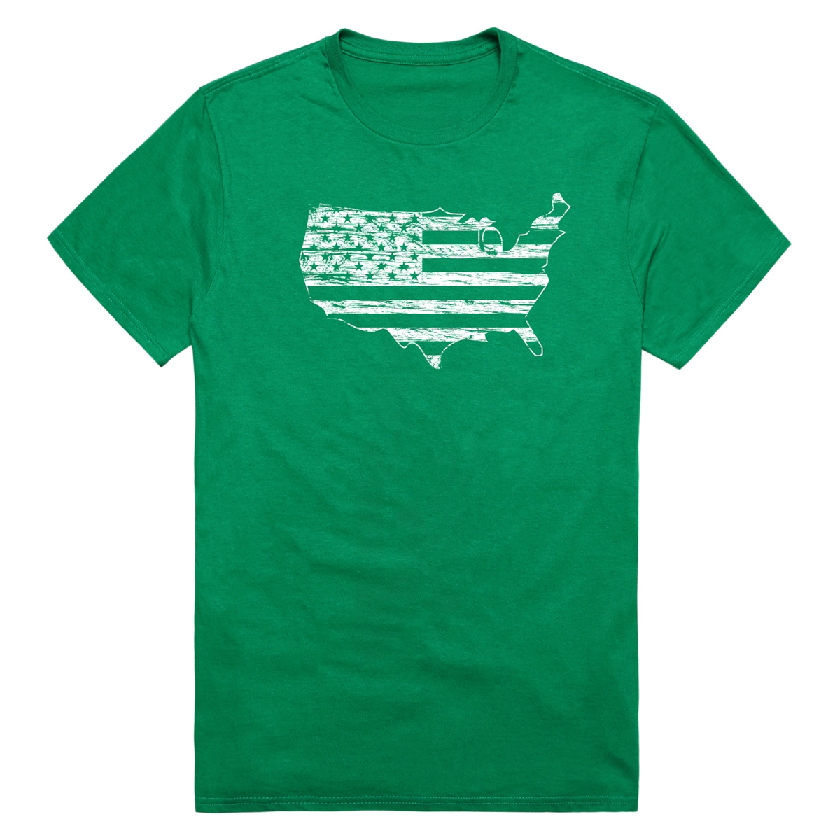 RS8-MAP-KEL-02 Distressed Map Short Sleeve T-Shirt, Kelly - Medium