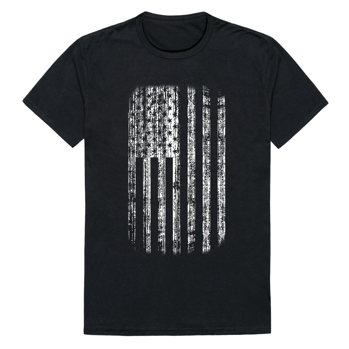 RS8-USA-BL2-04 American Flag Distressed Short Sleeve T-Shirt, Black - Extra Large