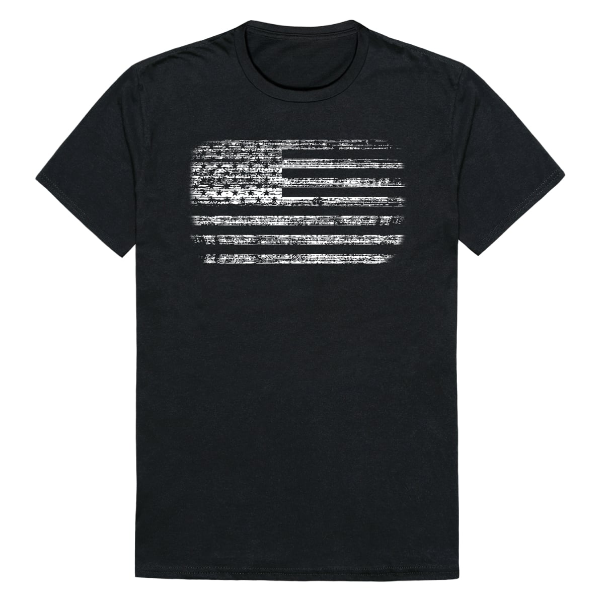 RS8-USA-BLK-01 American Flag Distressed Short Sleeve T-Shirt, Black - Small