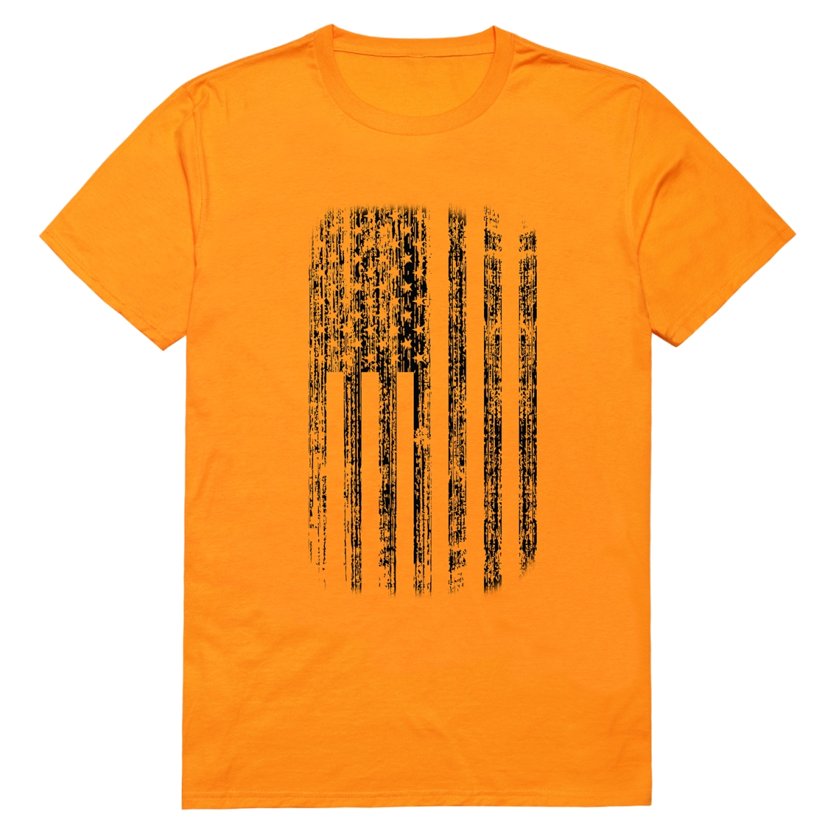 RS8-USA-GL2-01 American Flag Distressed Short Sleeve T-Shirt, Gold - Small