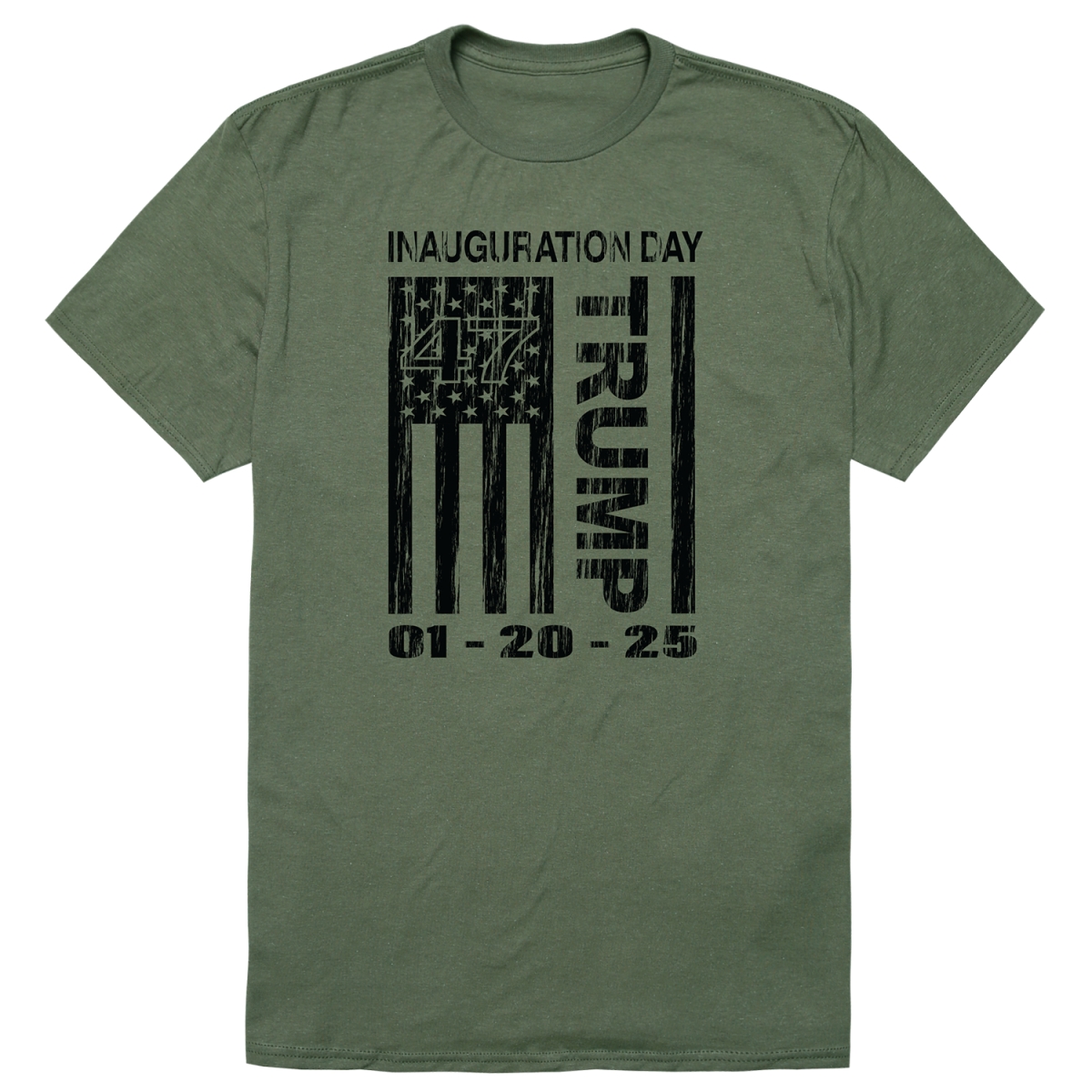 RS9-TR1-OLV-02 Distressed Campaign Trump 1 Short Sleeve T-Shirt, Olive - Medium