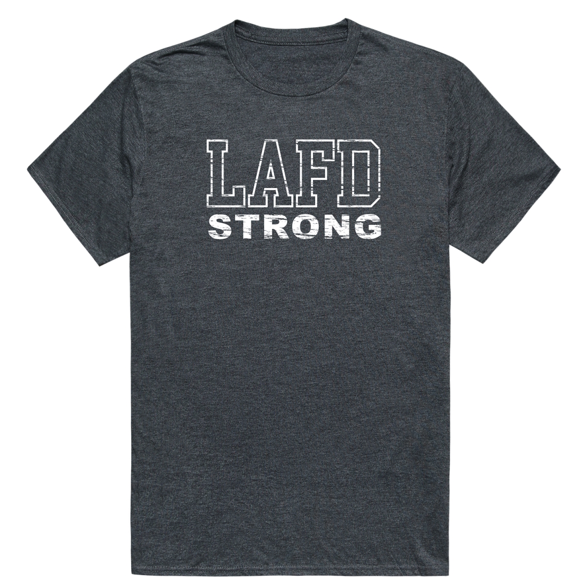 RT1-ST6-HCH-02 Distressed Strong 6 Short Sleeve T-Shirt, Heather Charcoal - Medium