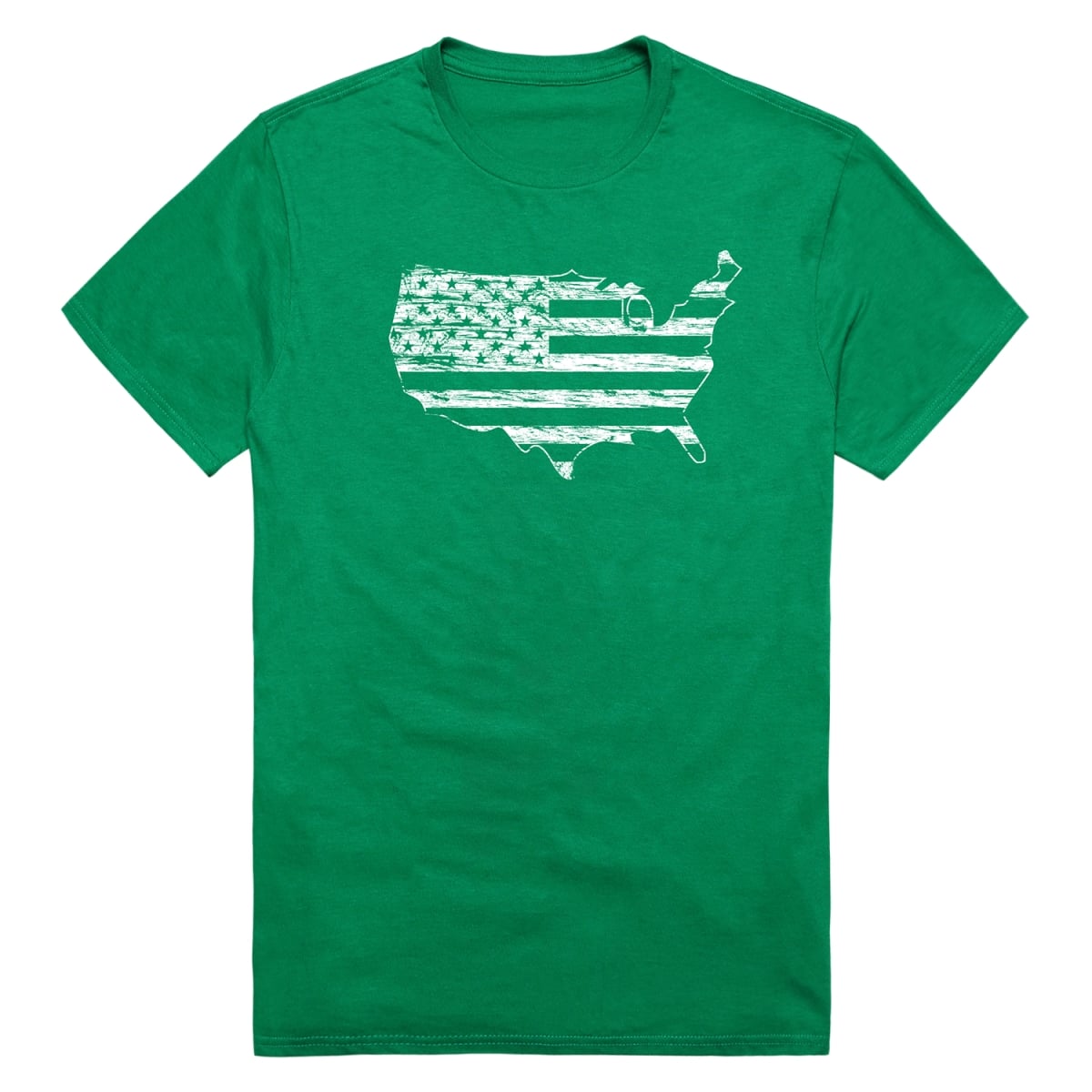 RS8-MAP-KEL-04 Distressed Map Short Sleeve T-Shirt, Kelly - Extra Large