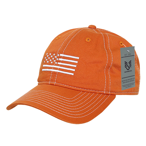A03-USA4-B-ORN Relaxed Graphic Cap - Bronze Orange, White US Flag