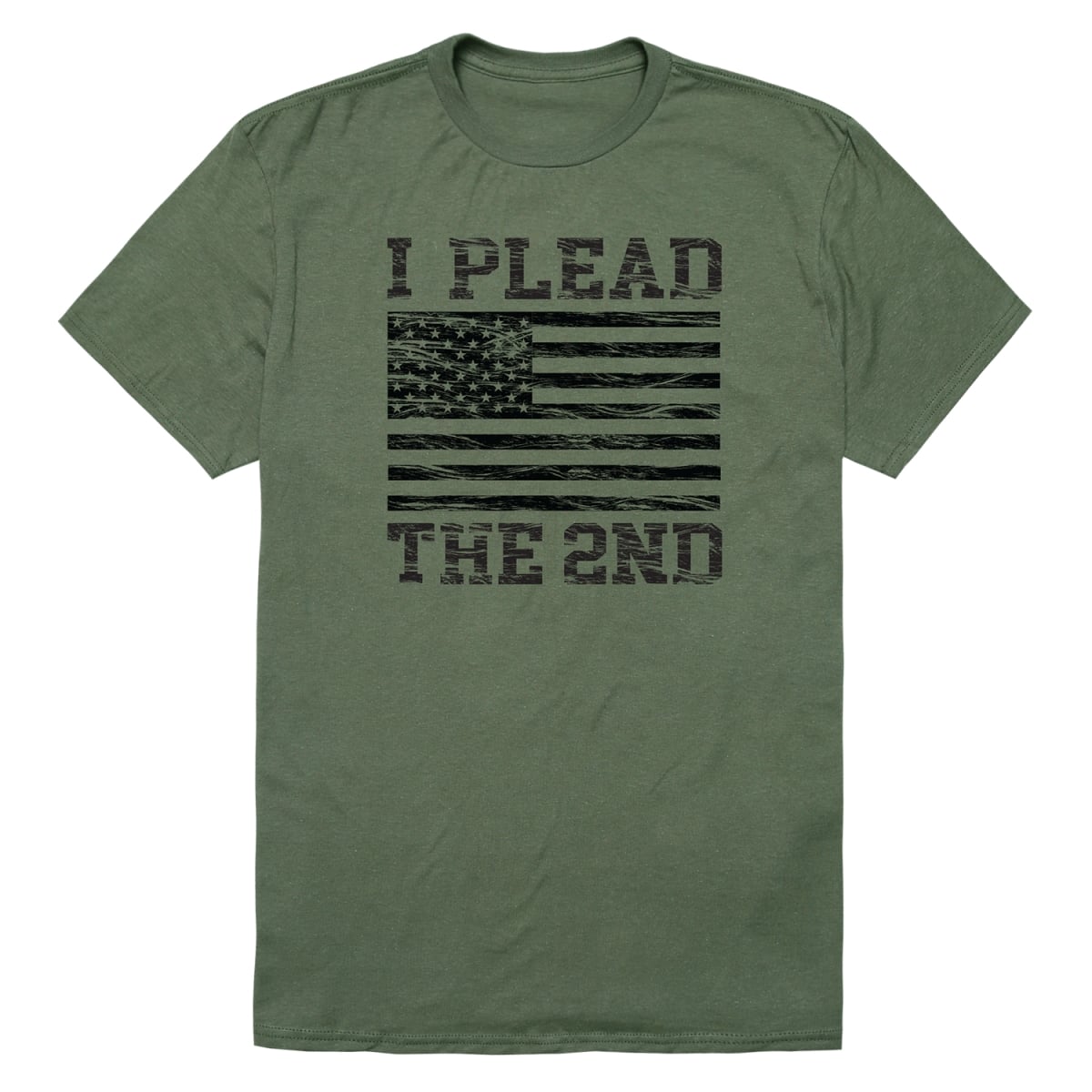 RS6-IP2-OLV-02 Distressed I Plead the 2nd Flag Short Sleeve T-Shirt, Olive - Medium