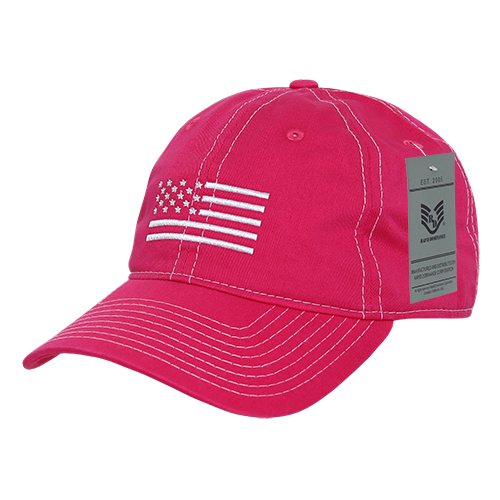 A03-USA4-H-PNK Relaxed Graphic Cap - Hot Pink, White US Flag