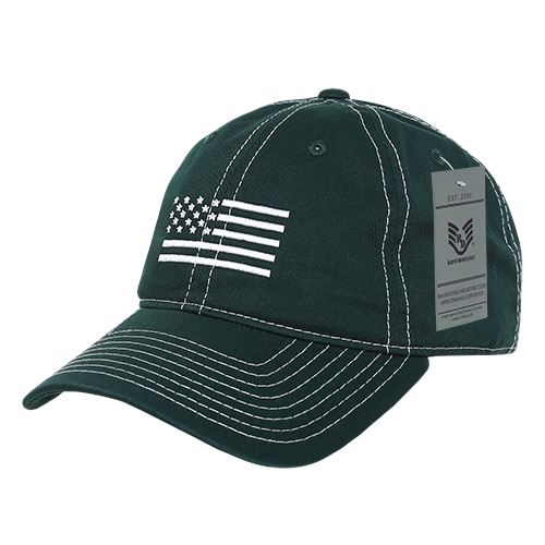 A03-USA4-HUN Relaxed Graphic Cap - Hunter, White US Flag