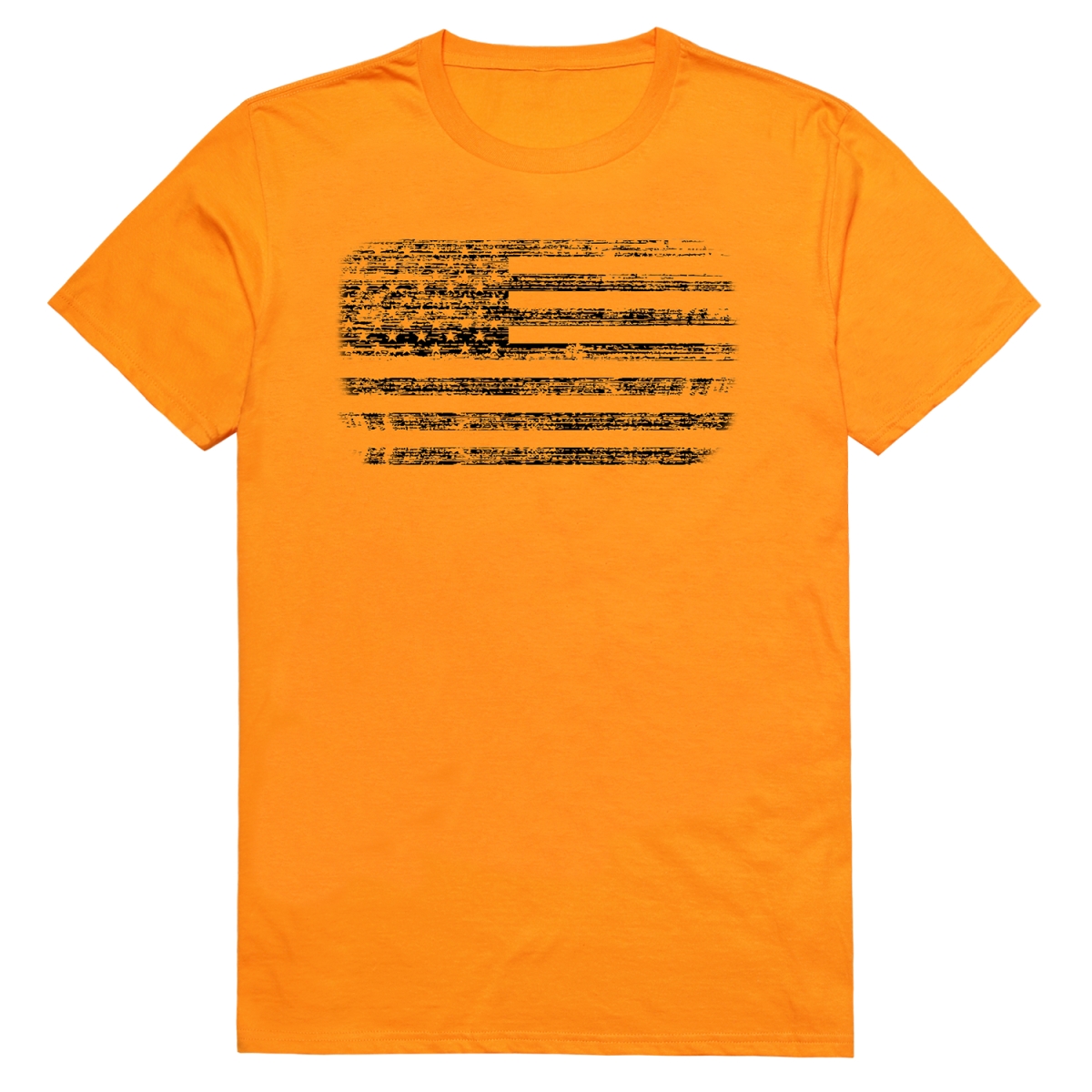 RS8-USA-GLD-01 American Flag Distressed Short Sleeve T-Shirt, Gold - Small