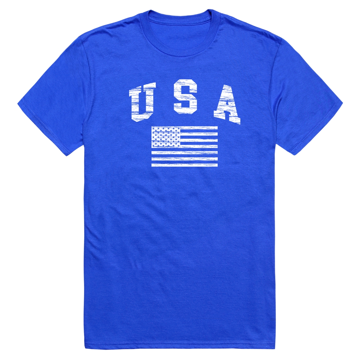 RS6-US2-RYL-02 Distressed USA 2 Flag Short Sleeve T-Shirt, Royal Blue - Medium